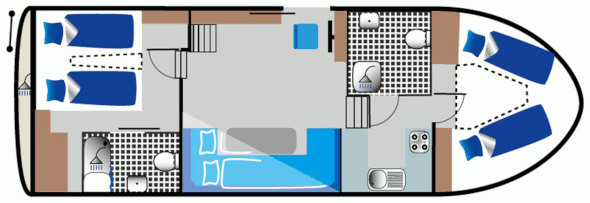 Plan d'étage de la péniche Haines 1070