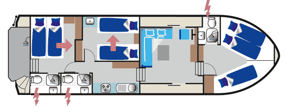 Grundriss des Hausbootes Primus Kormoran 1290